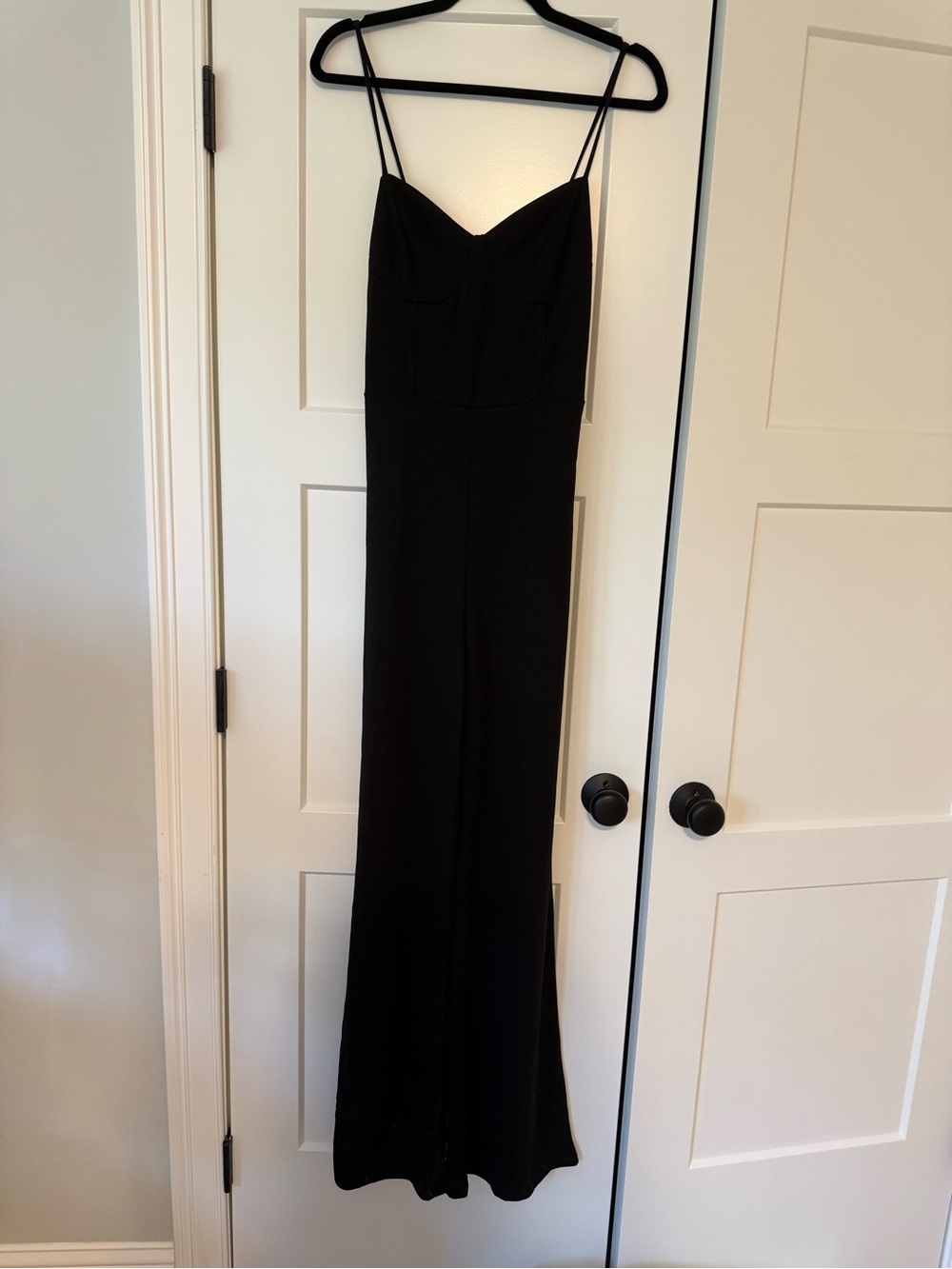 Fashion Nova Black Spaghetti-Strap Wide-Leg Jumpsuit